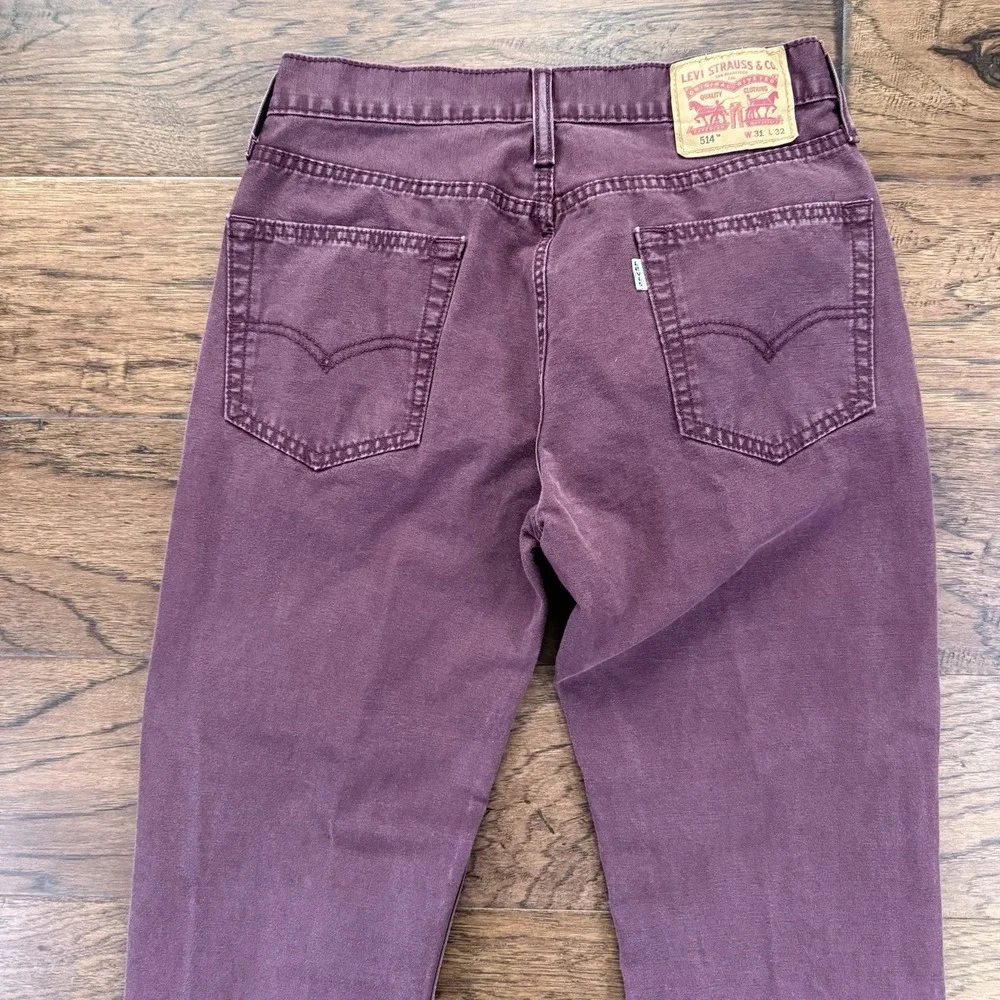 Levi's 514 Straight Leg Canvas‎ Pants Burgundy Streetwear Workwear W31 L32